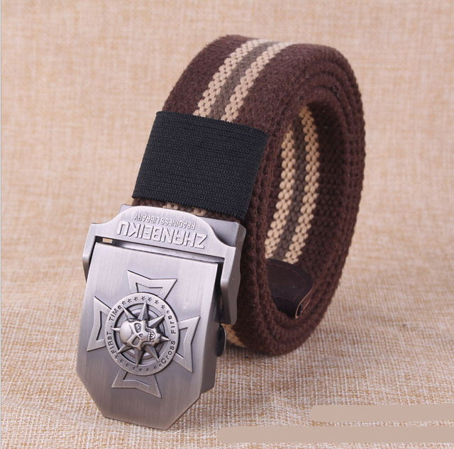 Canvas belt Skull Cross metal buckle  military belt Army tactical belts