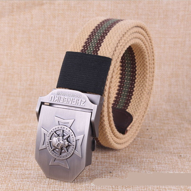 Canvas belt Skull Cross metal buckle  military belt Army tactical belts