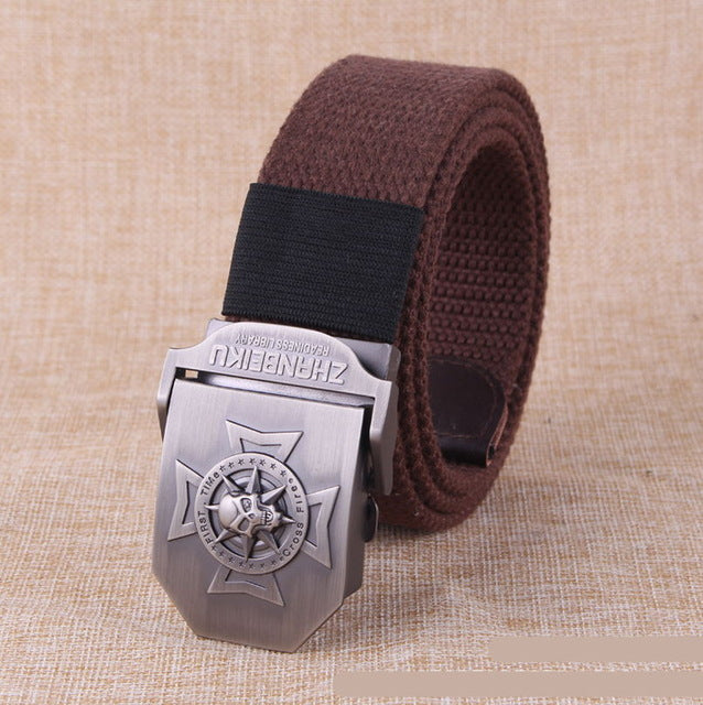 Canvas belt Skull Cross metal buckle  military belt Army tactical belts