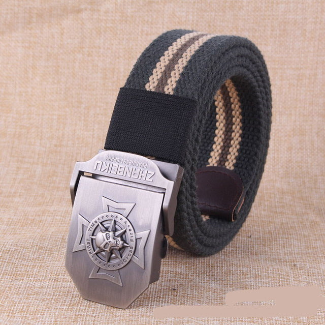 Canvas belt Skull Cross metal buckle  military belt Army tactical belts