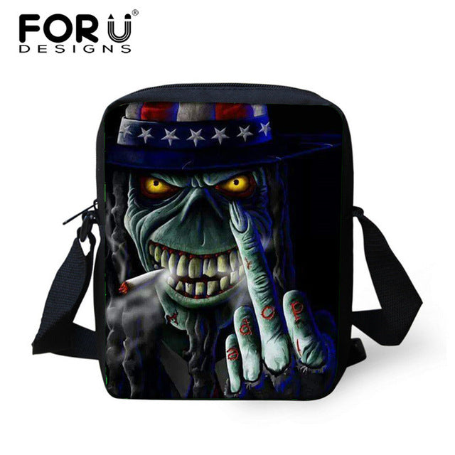 Small Skull Messenger Bags for Men,Male Cool Skull Crossbody Bags