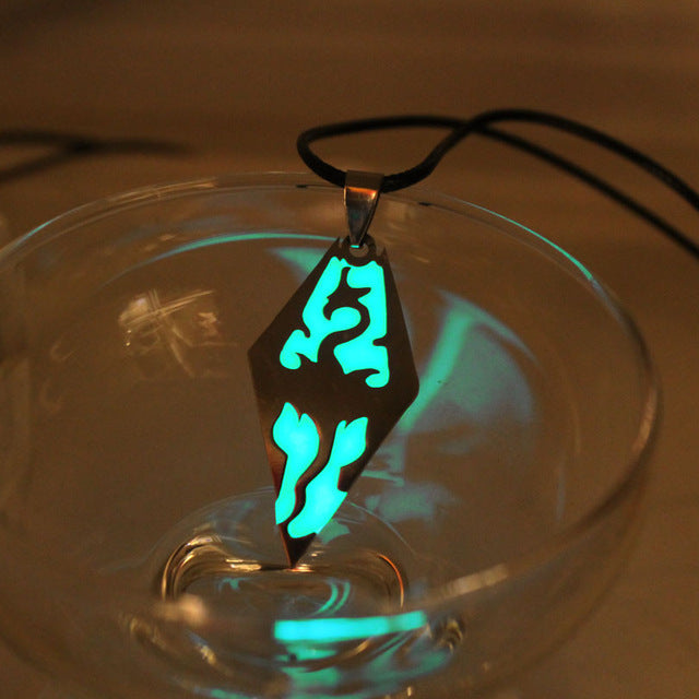 Glowing Dragon necklace Punk Necklace The Elder Scrolls Dragon Pendants Necklaces