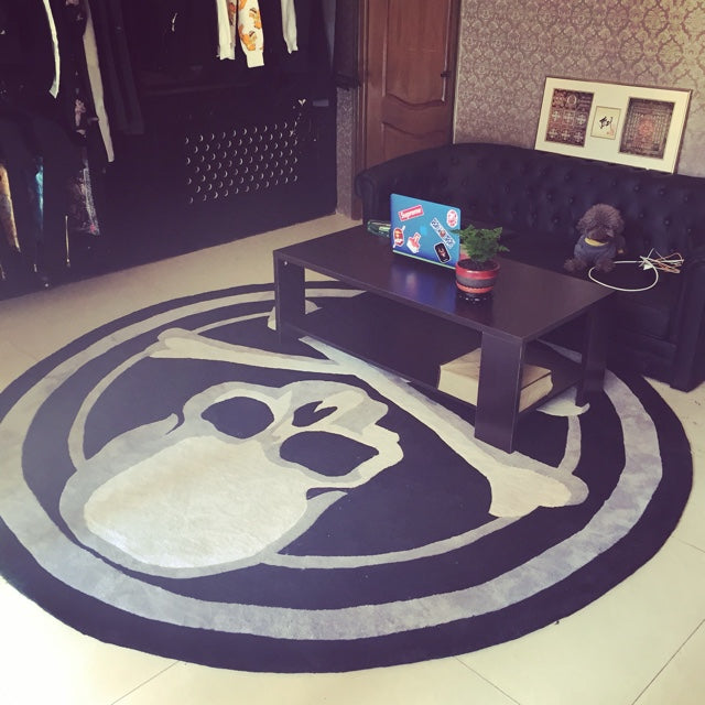Round carpet trend personality black and white living room sofa bed bedroom