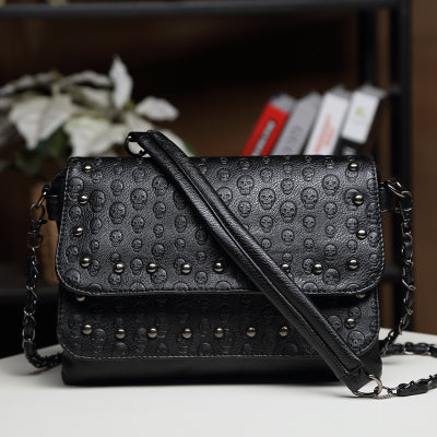 Fashion Black Rock Skull Bag Women Messenger Bags Designer Handbag Clutch Purse