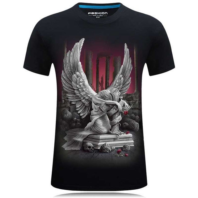 Horror Skull print O-neck t-shirt Casual Tee shirt plus size S-6xl high quality Tops cool Tees