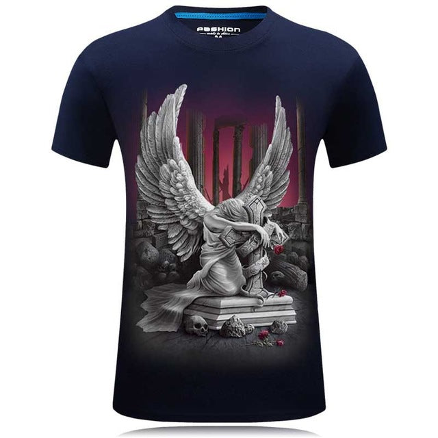 Horror Skull print O-neck t-shirt Casual Tee shirt plus size S-6xl high quality Tops cool Tees