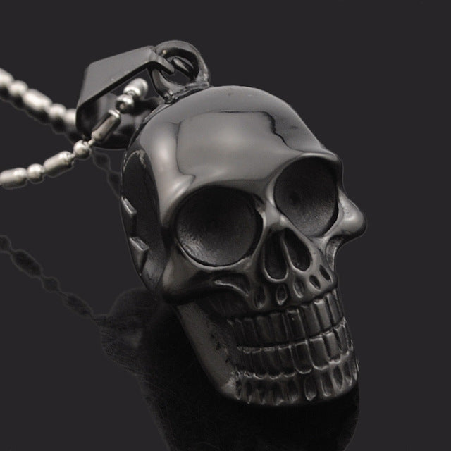 Necklace Men,Biker Motorcycle Style Black Stainless Steel Skull Pendants Necklaces