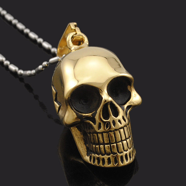 Necklace Men,Biker Motorcycle Style Black Stainless Steel Skull Pendants Necklaces