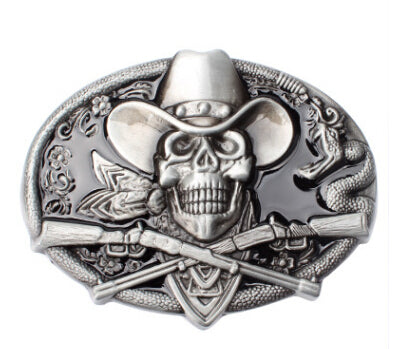 Gun Skull belt buckle metal Skull head belt wild western style diy Belt accessories