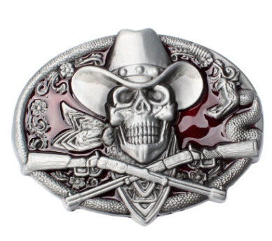 Gun Skull belt buckle metal Skull head belt wild western style diy Belt accessories