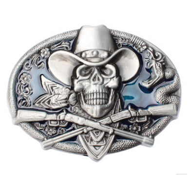 Gun Skull belt buckle metal Skull head belt wild western style diy Belt accessories
