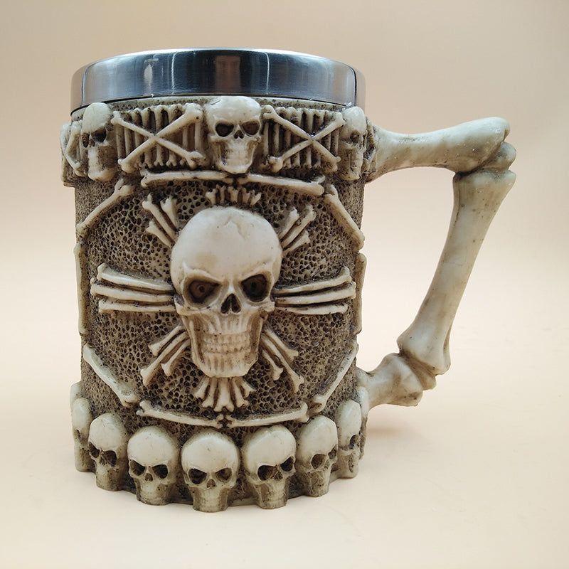 3D Multi Skull Mug Stainless Steel Drinking Crypt Tankard Coffee Tea Bottle Mug