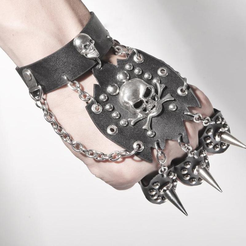 Cool Rock Punk Rock Gothic Skeleton Skull Hand Glove Chain Link Wristband Bangle Biker