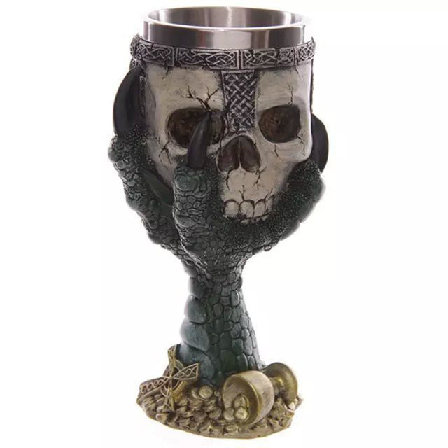 300ML Stainless Steel Coffee Mugs 3D Skull Design Resin Mugs Double Layer