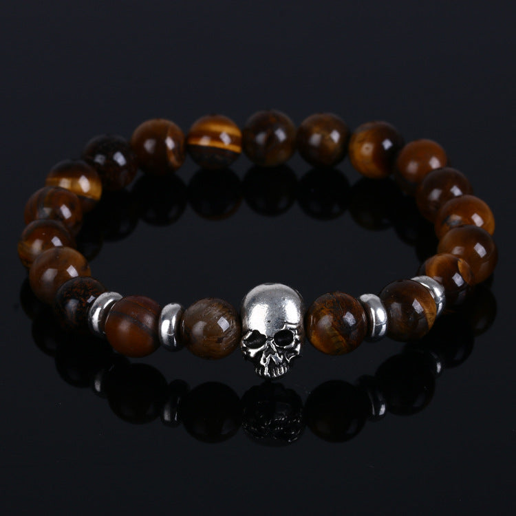 Natural Stone Skull Bracelets For Women Lava Stone Beads Stone Men Bracelet