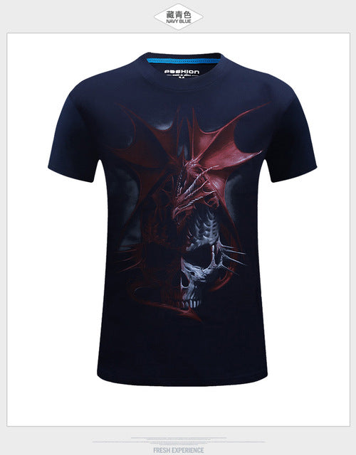 3D Tee shirt O-Neck Short Sleeves white Summer Fashion Casual Brand T shirt Men's Plus size S-6XL