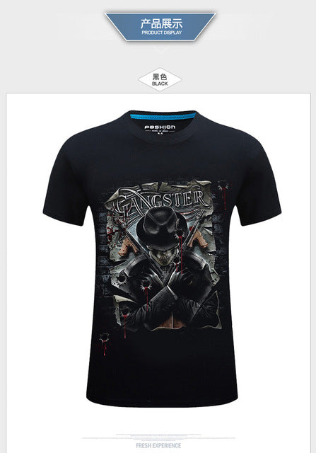 3D Tee shirt O-Neck Short Sleeves white Summer Fashion Casual Brand T shirt Men's Plus size S-6XL