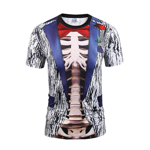 3D T Shirt Skull Short Sleeve Hip Hop Fashion Tee Shirt Homme Slim Fit Halloween Cosplay T-shirt