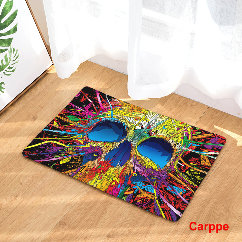 Fashion Style Skull Head Print Carpets Anti-slip Floor Mat Outdoor Rugs Creative Front Door Mats