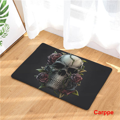 Fashion Style Skull Head Print Carpets Anti-slip Floor Mat Outdoor Rugs Creative Front Door Mats