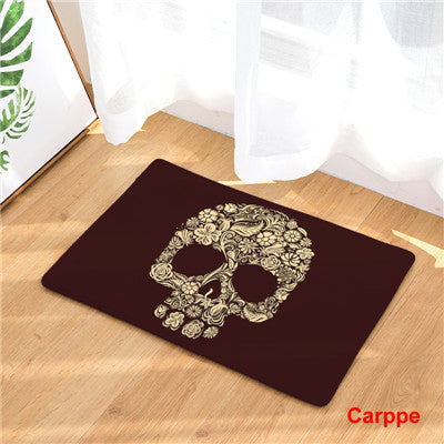Fashion Style Skull Head Print Carpets Anti-slip Floor Mat Outdoor Rugs Creative Front Door Mats