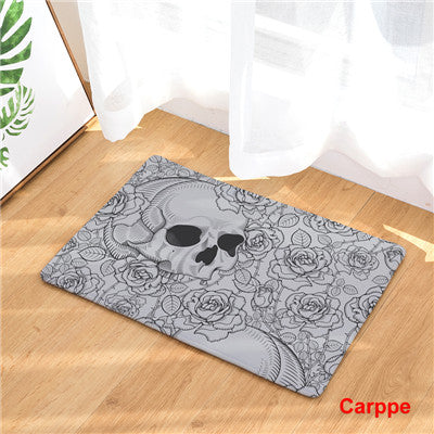 Fashion Style Skull Head Print Carpets Anti-slip Floor Mat Outdoor Rugs Creative Front Door Mats