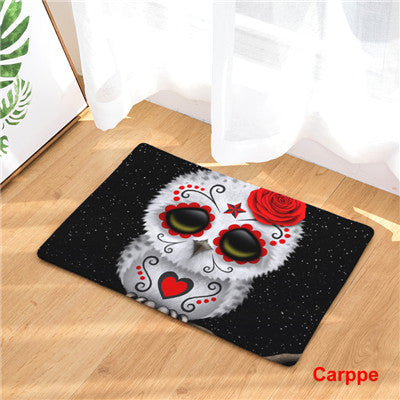 Fashion Style Skull Head Print Carpets Anti-slip Floor Mat Outdoor Rugs Creative Front Door Mats