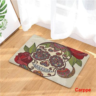 Fashion Style Skull Head Print Carpets Anti-slip Floor Mat Outdoor Rugs Creative Front Door Mats