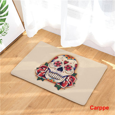 Fashion Style Skull Head Print Carpets Anti-slip Floor Mat Outdoor Rugs Creative Front Door Mats