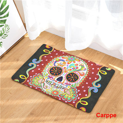 Fashion Style Skull Head Print Carpets Anti-slip Floor Mat Outdoor Rugs Creative Front Door Mats