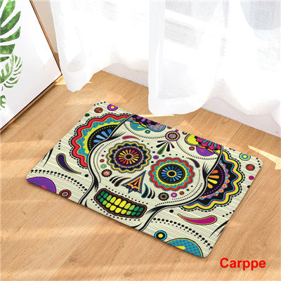 Fashion Style Skull Head Print Carpets Anti-slip Floor Mat Outdoor Rugs Creative Front Door Mats