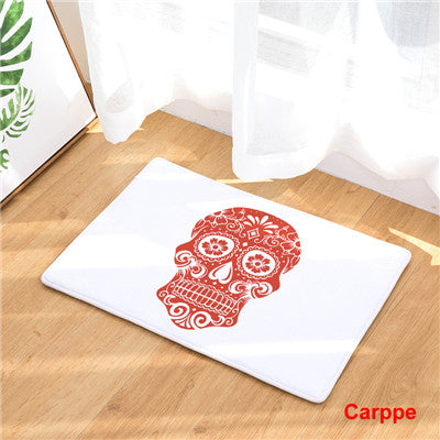 Fashion Style Skull Head Print Carpets Anti-slip Floor Mat Outdoor Rugs Creative Front Door Mats