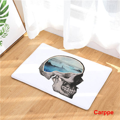 Fashion Style Skull Head Print Carpets Anti-slip Floor Mat Outdoor Rugs Creative Front Door Mats