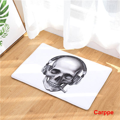 Fashion Style Skull Head Print Carpets Anti-slip Floor Mat Outdoor Rugs Creative Front Door Mats