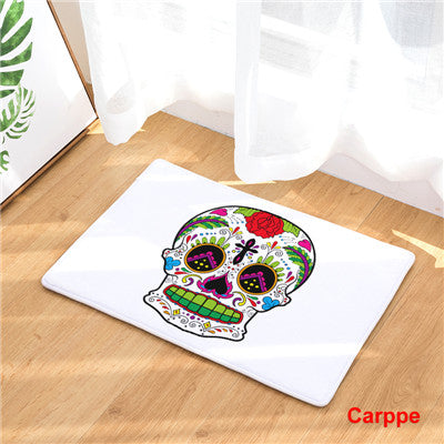 Fashion Style Skull Head Print Carpets Anti-slip Floor Mat Outdoor Rugs Creative Front Door Mats