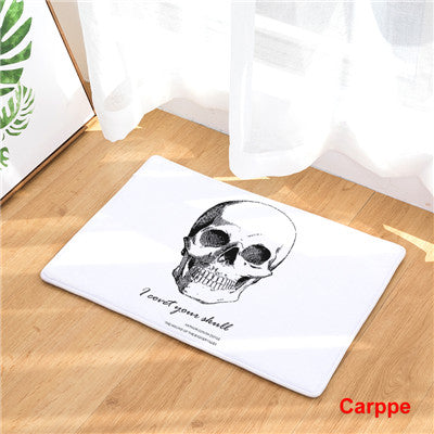 Fashion Style Skull Head Print Carpets Anti-slip Floor Mat Outdoor Rugs Creative Front Door Mats