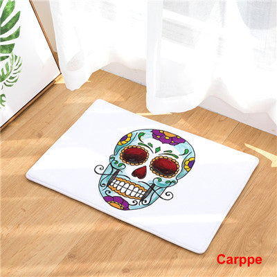 Fashion Style Skull Head Print Carpets Anti-slip Floor Mat Outdoor Rugs Creative Front Door Mats