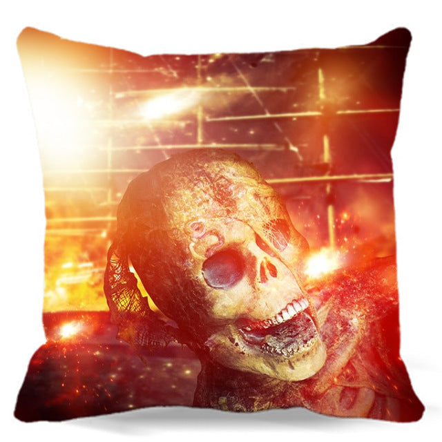 Skull wrapped around spider web of Square soft Cushion Cover For Sofa Bed car home Decorative