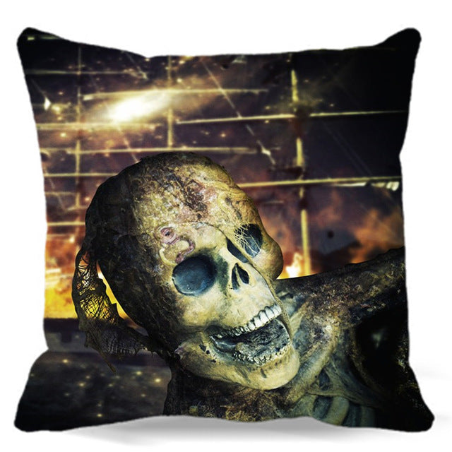 Skull wrapped around spider web of Square soft Cushion Cover For Sofa Bed car home Decorative