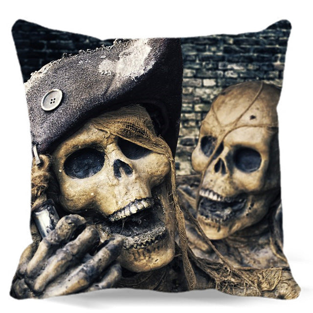 Skull wrapped around spider web of Square soft Cushion Cover For Sofa Bed car home Decorative