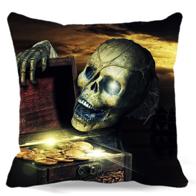 Skull wrapped around spider web of Square soft Cushion Cover For Sofa Bed car home Decorative