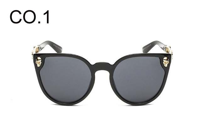 Black Sunglasses Women Brand Designer Skull Sun Glasses Ladies Retro White Frame