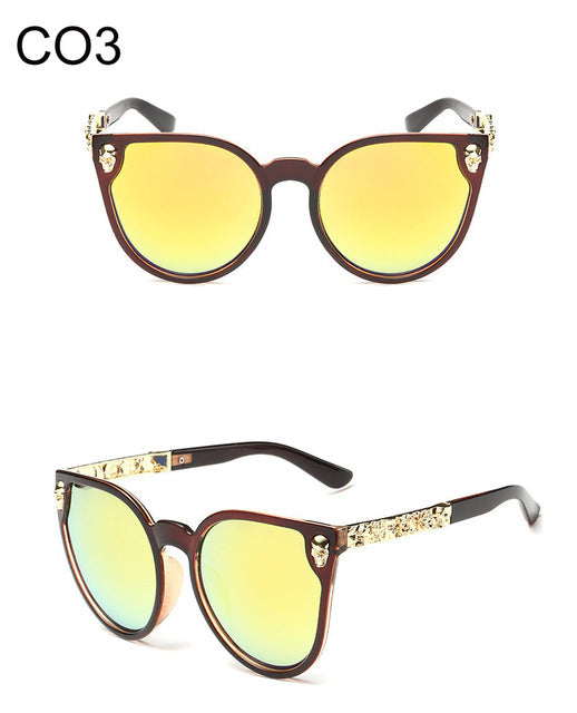 Black Sunglasses Women Brand Designer Skull Sun Glasses Ladies Retro White Frame