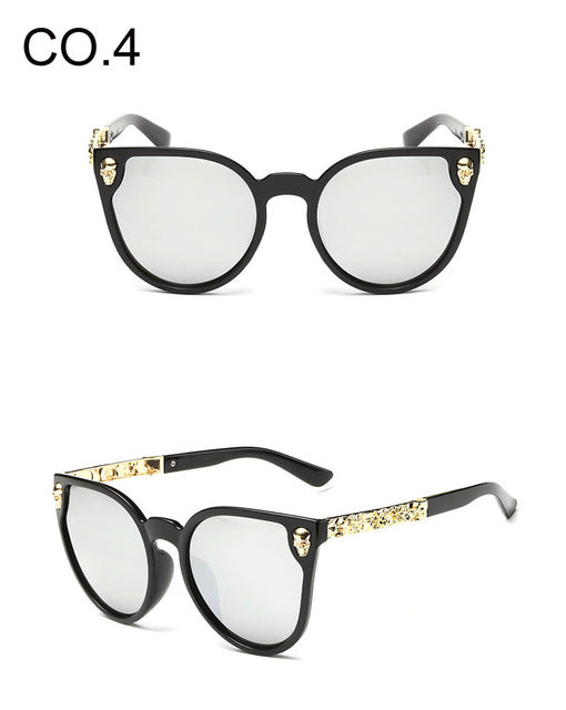 Black Sunglasses Women Brand Designer Skull Sun Glasses Ladies Retro White Frame