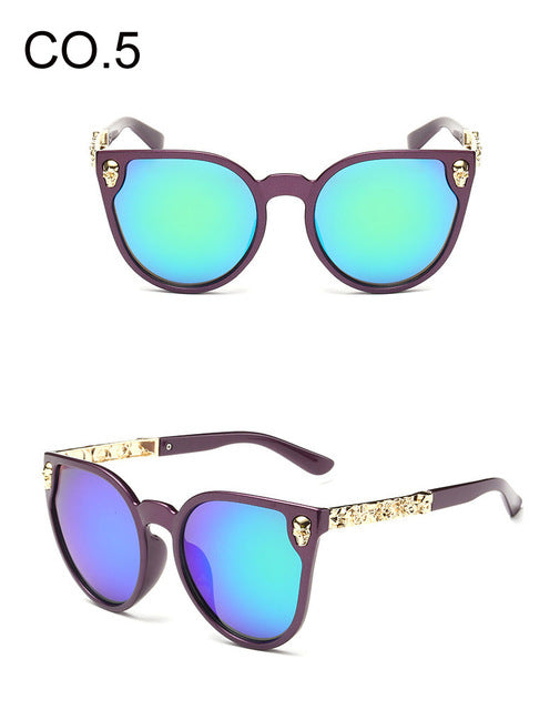Black Sunglasses Women Brand Designer Skull Sun Glasses Ladies Retro White Frame