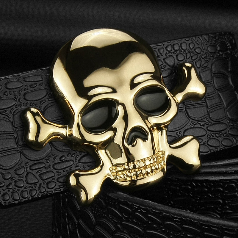 Skull buckle luxury belts mens Pirate Crocodile Grain designer wide belts
