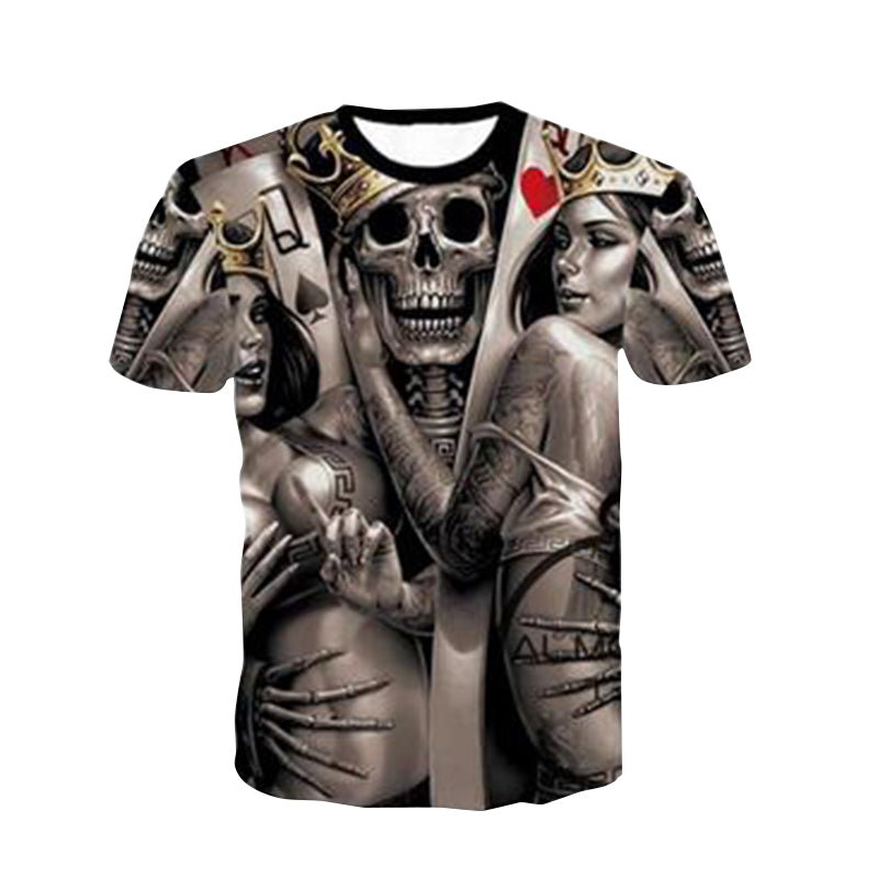 Cloudstyle Hot Black T-Shirt Male Make Clothing sexy punk rock 3D Skull