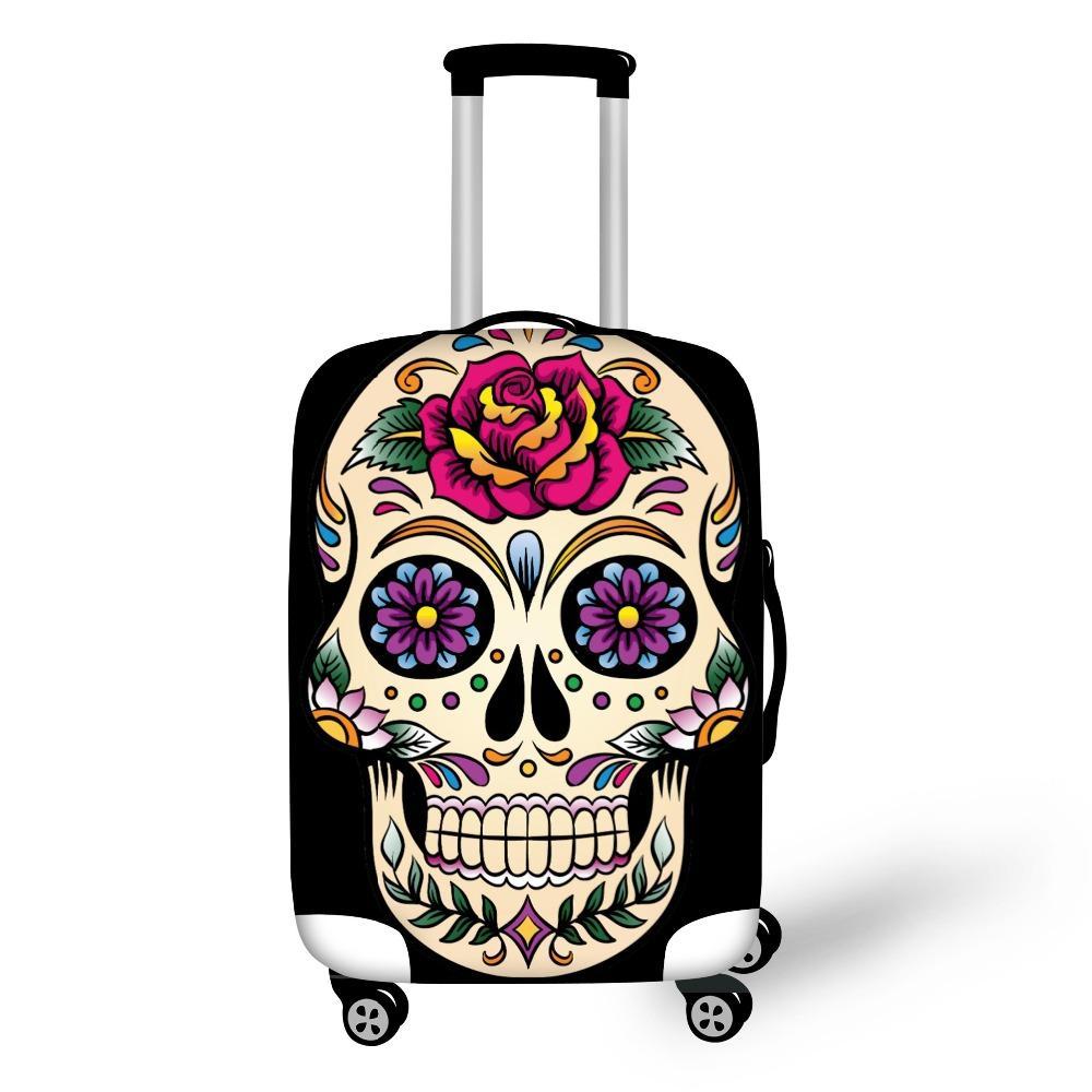 Luggage Cover 3D Vintage Sugar Skull Roses Travel Accessories for 18''-30'' Travel Case Suitcase Protective Cover