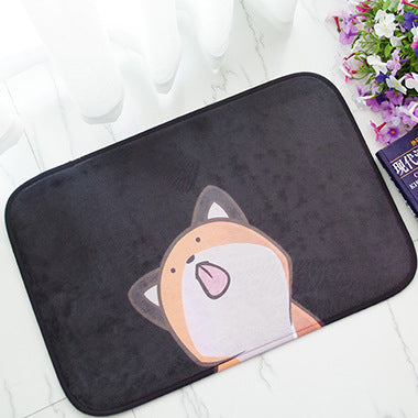 Creative Cute Skull Flannel Water Absorbent Floor Mats For Kitchen Outdoor Front Door Carpet