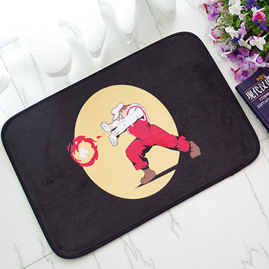 Creative Cute Skull Flannel Water Absorbent Floor Mats For Kitchen Outdoor Front Door Carpet
